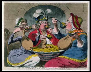 Monströse Krabben bei einem neuen Koalitionsfest, veröffentlicht von S.W. Fores im Jahr 1787 (Radierung mit Aquatinta)